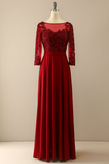 Robe de Mariée Bordeaux à Manches pour Mère